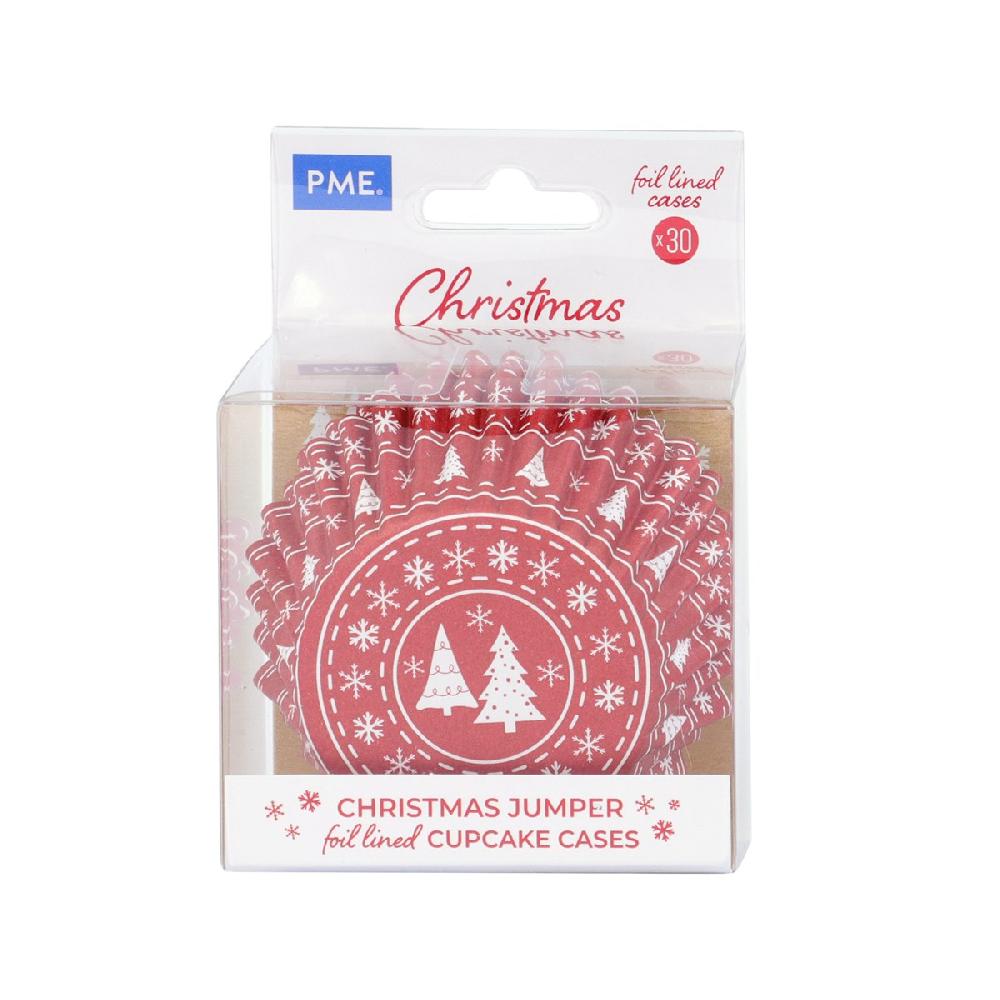 Pme Christmas Foil-lined Cupcake Cases - Christmas Jumper (Pack Of 30)