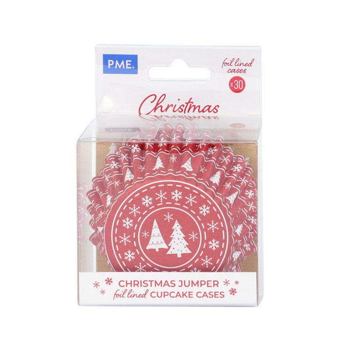 Pme Christmas Foil-lined Cupcake Cases - Christmas Jumper (Pack Of 30)