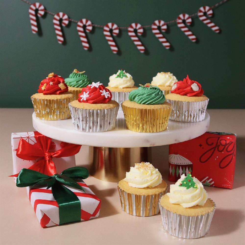 Pme Christmas Foil-lined Cupcake Cases - Metallic Gold & Silver (Pack Of 100)