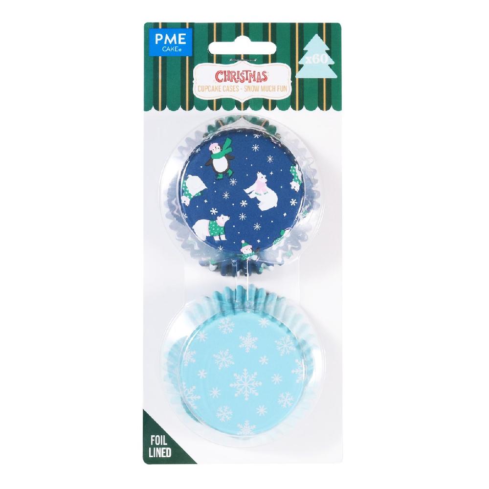 Pme Christmas Foil-lined Cupcake Cases - Snow Much Fun (Pack Of 60)