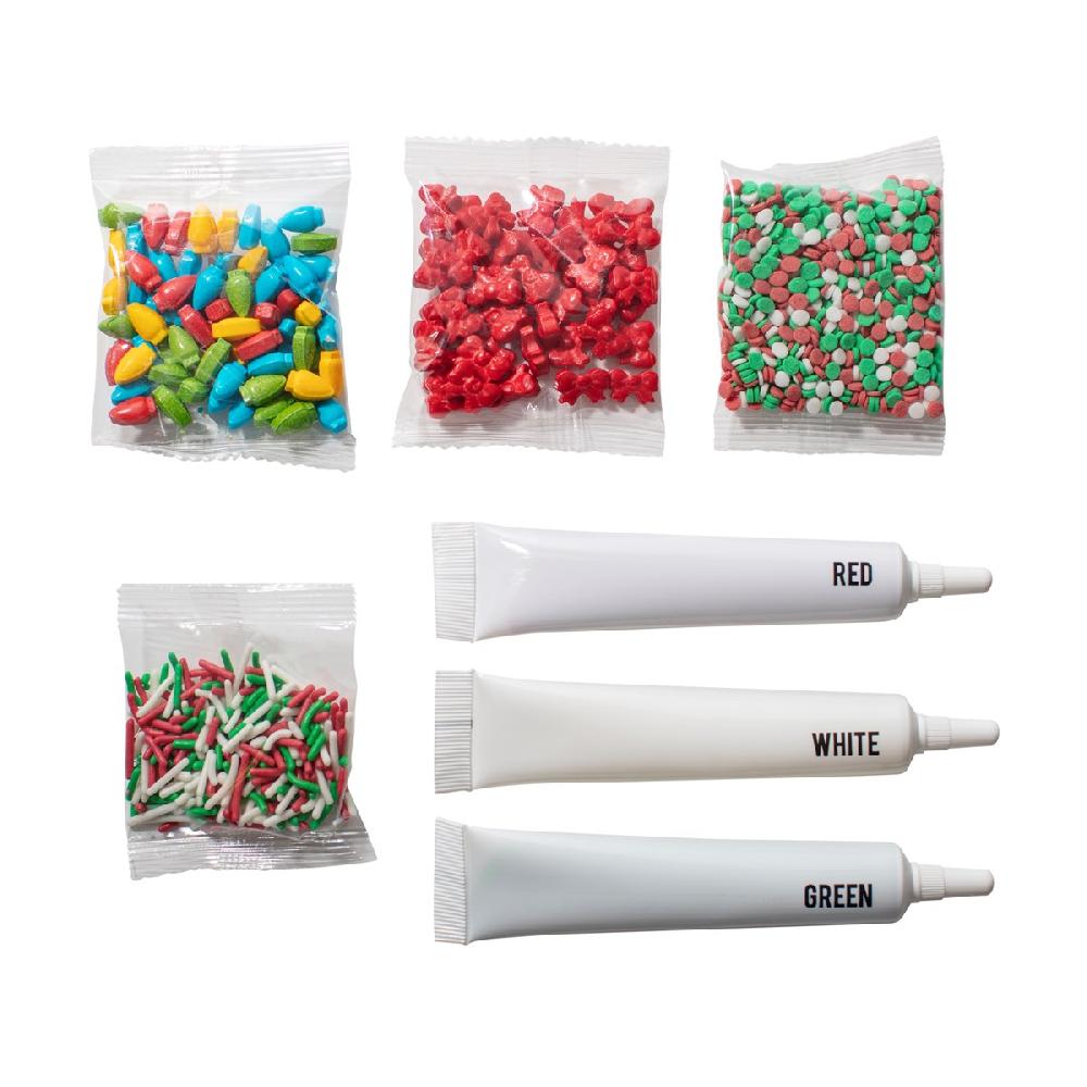 Pme Christmas Gingerbread House Decorating Set - Icing Tubes Sprinkles Confetti Bows And Bells