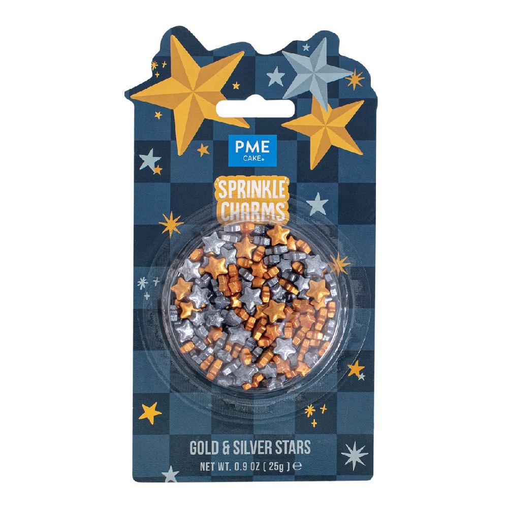 Pme Christmas Star Gold & Silver Sprinkle Charms (25g / 0.9oz)