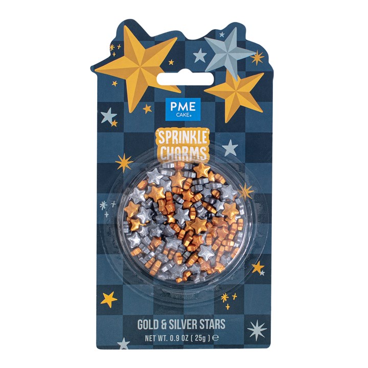 pme Christmas Star Gold & Silver Sprinkle Charms (25g / 0.9oz)