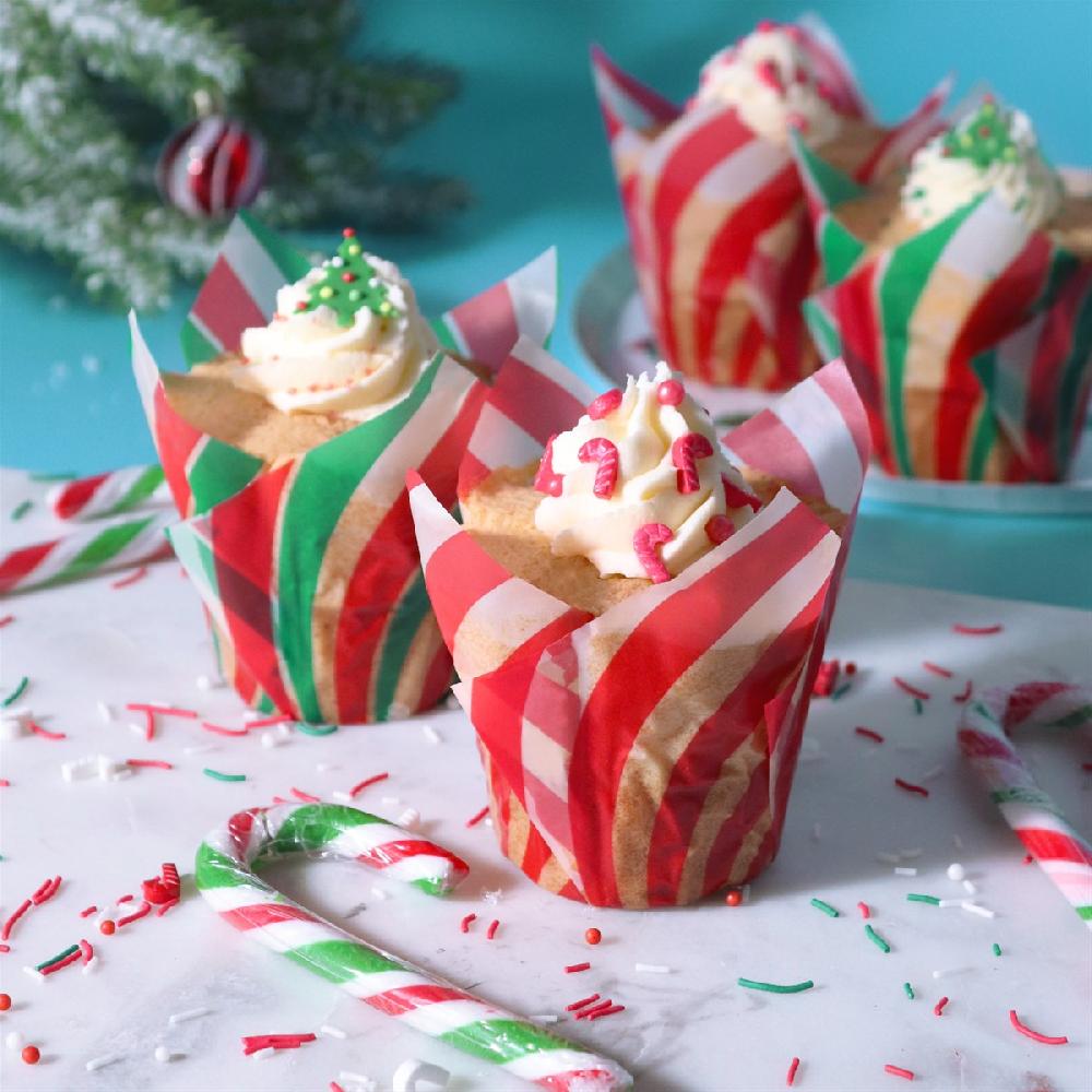 Pme Christmas Tulip Muffin Cases - Candy Cane (Pack Of 24)
