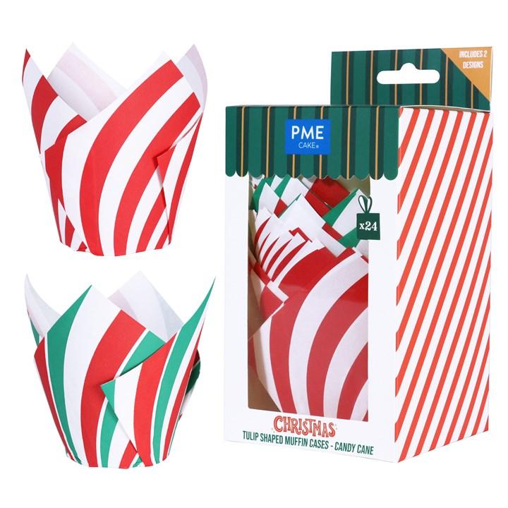 pme Christmas Tulip Muffin Cases - Candy Cane (Pack of 24)