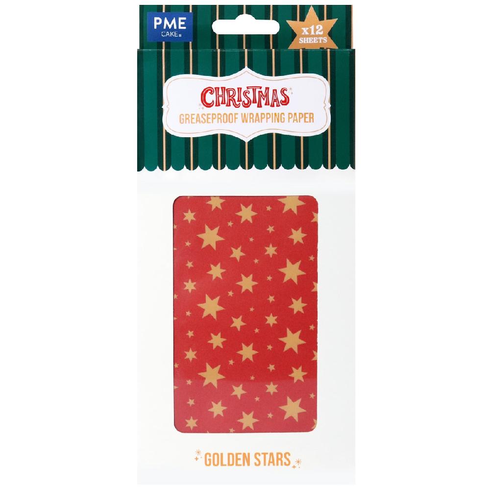 Pme Christmas Wrapping Parchment Paper - Golden Stars (12 Sheets)