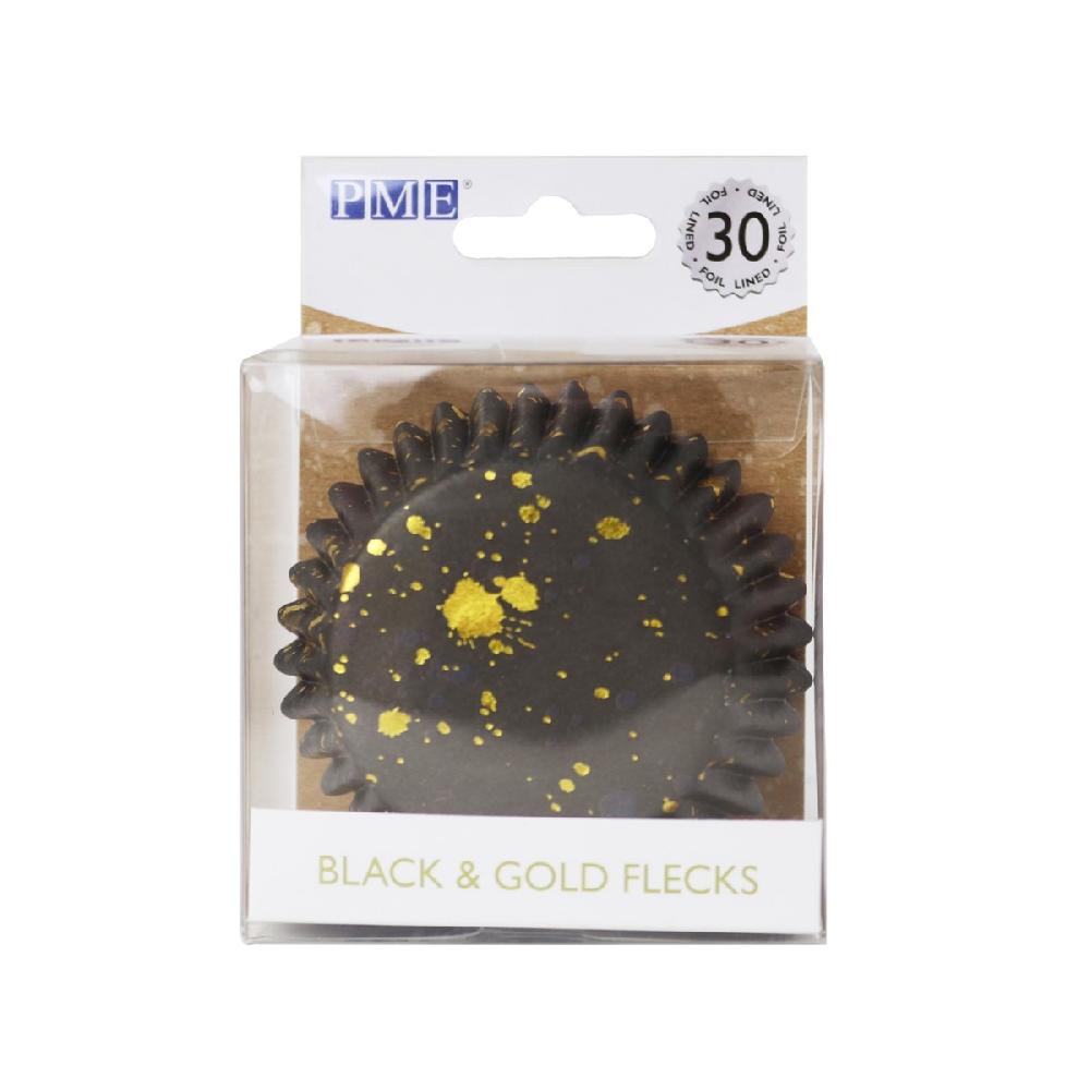 Pme Cupcake Cases Foil Lined – Black & Gold Flecks Pk/30