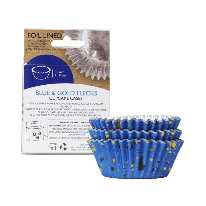 Pme Cupcake Cases Foil Lined – Blue & Gold Flecks Pk/30