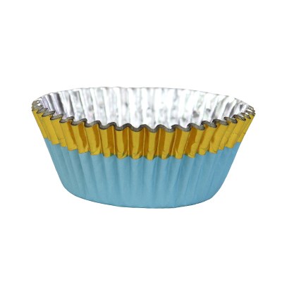 Pme Cupcake Cases Foil Lined - Blue With Gold Foil Trim Pk/30