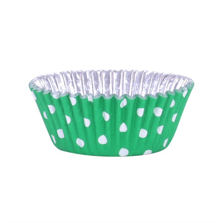 Pme Cupcake Cases Foil Lined - Green Polka Dots Pk/30
