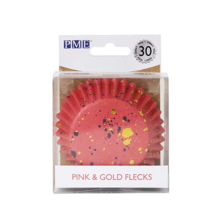 Pme Cupcake Cases Foil Lined – Pink & Gold Flecks Pk/30