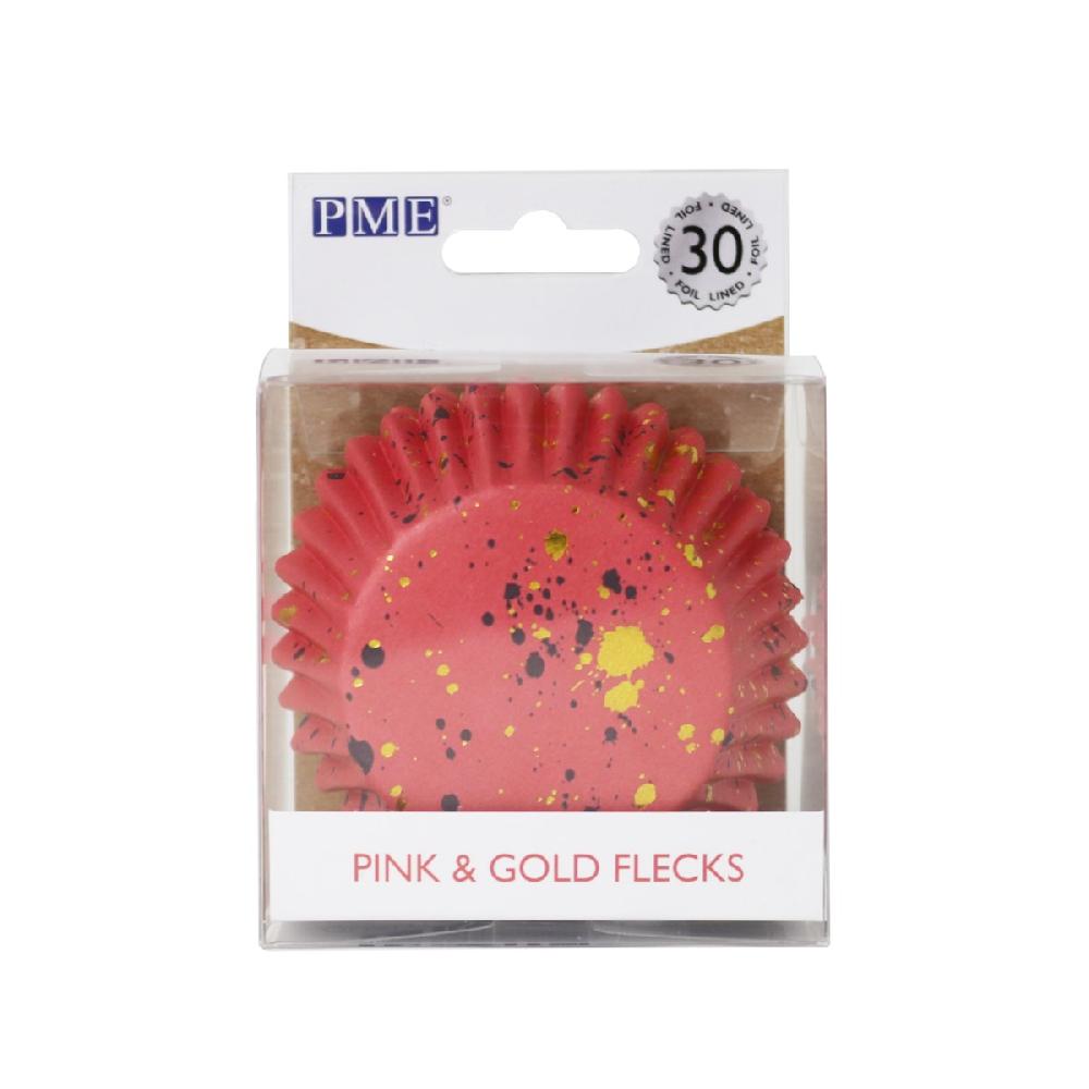 Pme Cupcake Cases Foil Lined – Pink & Gold Flecks Pk/30