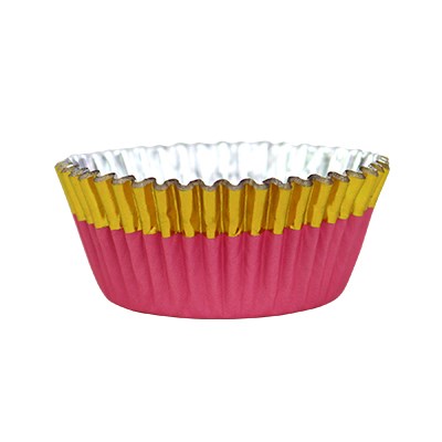 Pme Cupcake Cases Foil Lined - Pink With Gold Foil Trim Pk/30