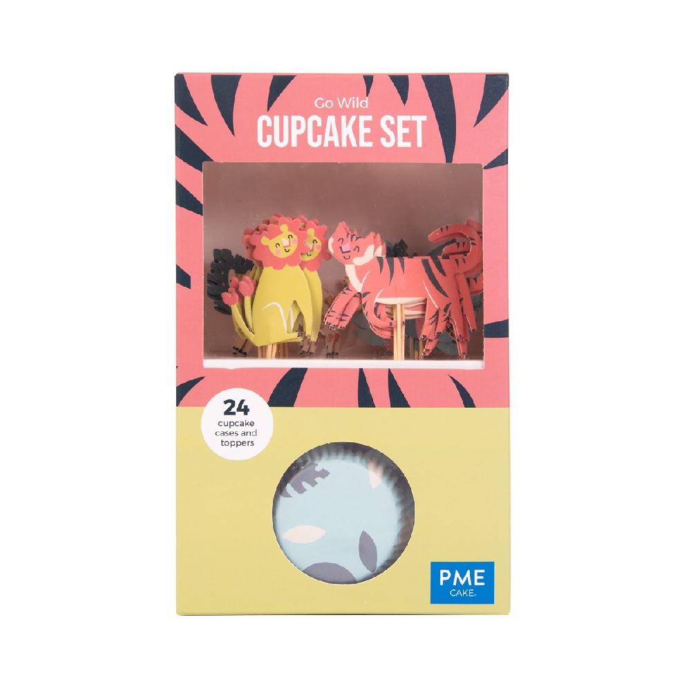Pme Cupcake Set - Go Wild Safari Animals (24 Cases And Toppers)