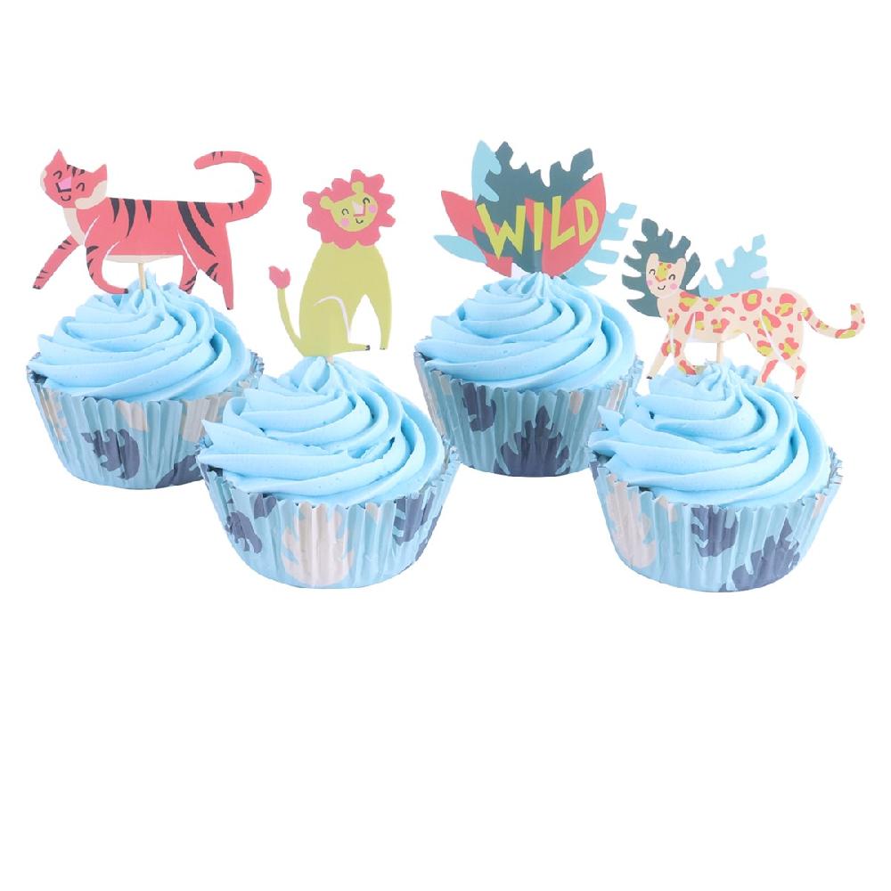 Pme Cupcake Set - Go Wild Safari Animals (24 Cases And Toppers)