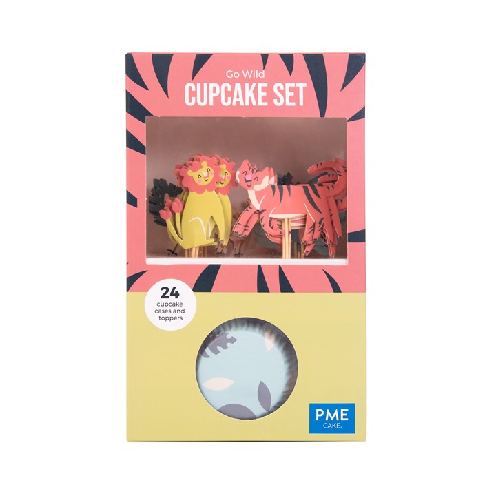 pme Cupcake Set - Go Wild Safari Animals (24 Cases and Toppers)