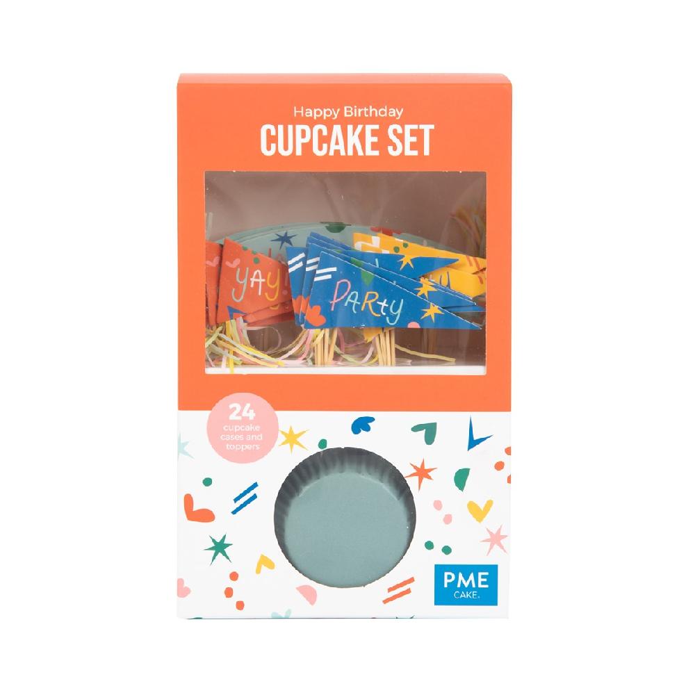 Pme Cupcake Set - Happy Birthday (24 Cases And Toppers)
