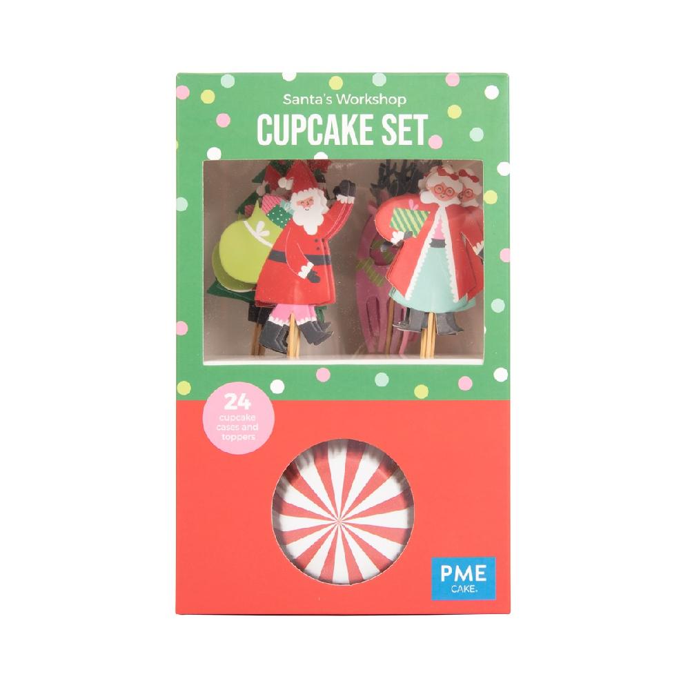 Pme Cupcake Set - Santas Workshop (24 Cases And Toppers)