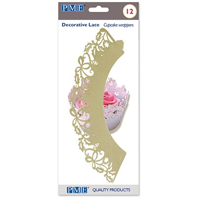 Pme Cupcake Wrappers - Gold Holly Cupcake Wrappers Pk/12