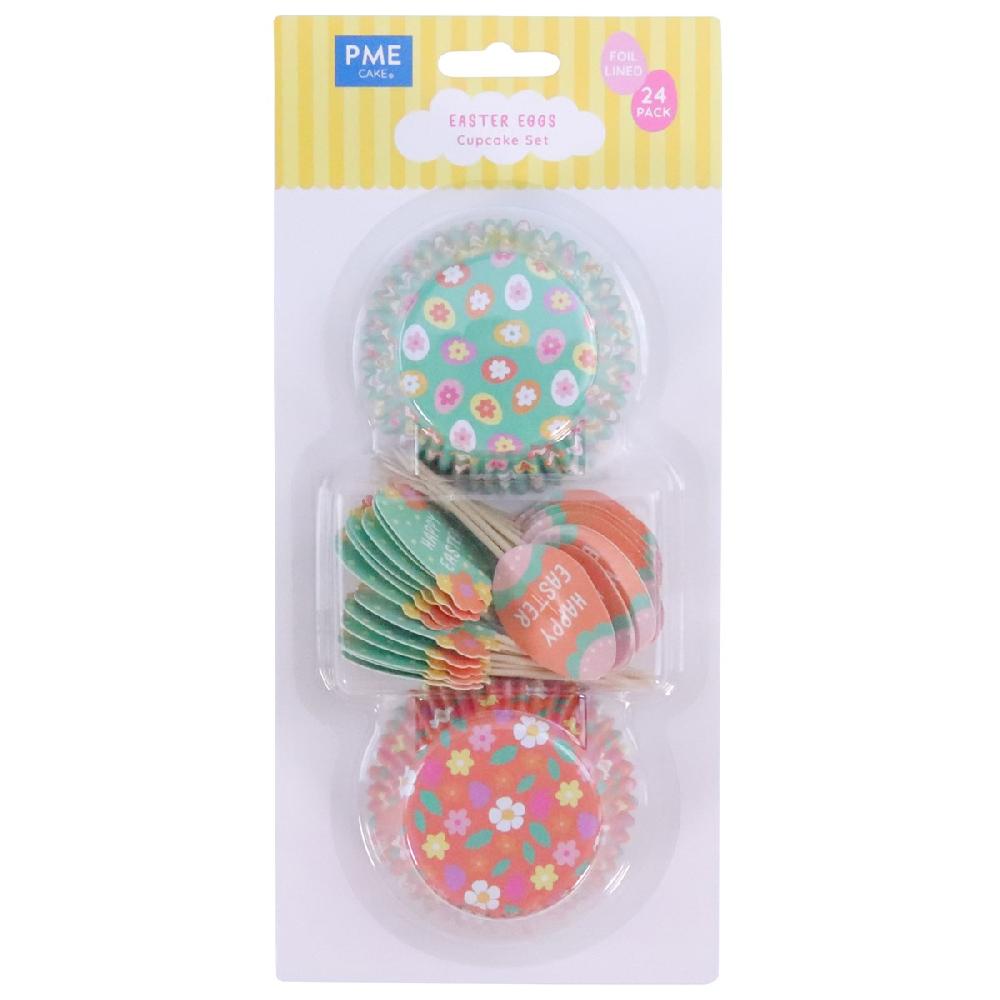 Pme Easter Cupcake Cases & Toppers Set Of 24 - Easter Eggs