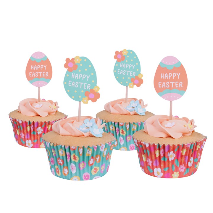 Pme Easter Cupcake Cases & Toppers Set Of 24 - Easter Eggs