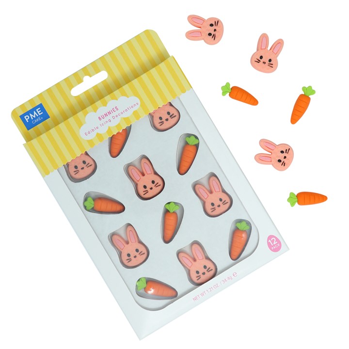 pme Easter Edible Sugar Decorations - Bunnies (Pack of 12)