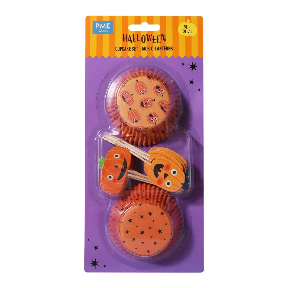 Pme Halloween Cupcake Cases & Topper Set Of 48 - Jack-o-Lantern