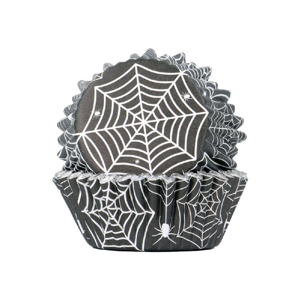 Pme Halloween Foil-lined Cupcake Cases - Spiderwebs (Pack Of 30)