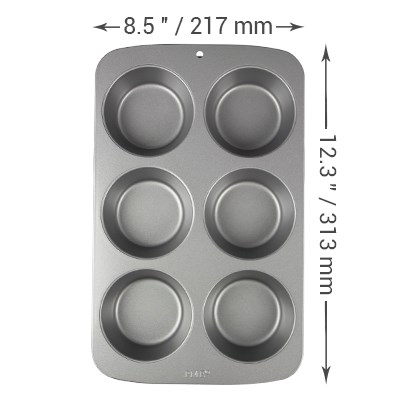 pme Non Stick - 6 Cup Large Muffin Pan (31.3 x 21.7 x 4cm / 12.3 x 8.5 x 1.6”)