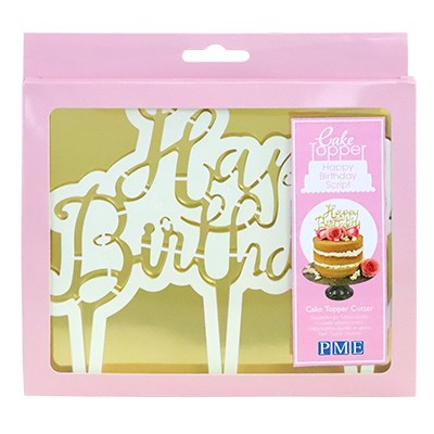 Pme Plastic Cutters - Cake Topper Happy Birthday Script (185 X 155mm / 7.3 X 6")
