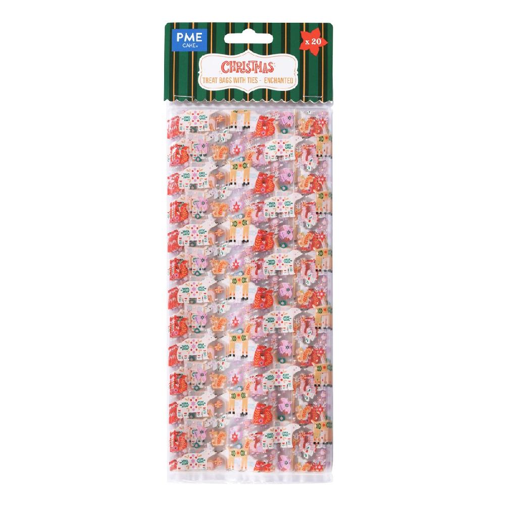 Pme 20 Christmas Plastic Treat Bags - Enchanted