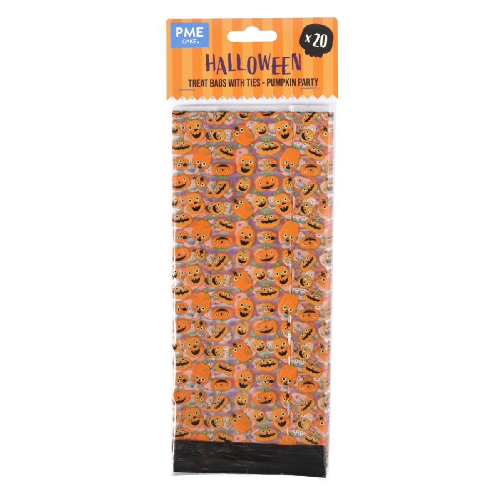 Pme 20 Halloween Plastic Treat Bags - Pumpkin Party