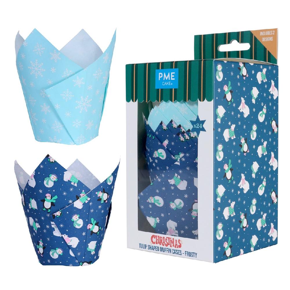 Pme Christmas Tulip Muffin Cases - Frosty (Pack Of 24)