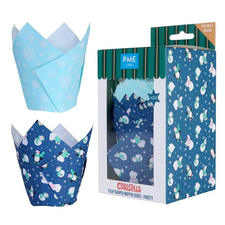 pme Christmas Tulip Muffin Cases - Frosty (Pack of 24)