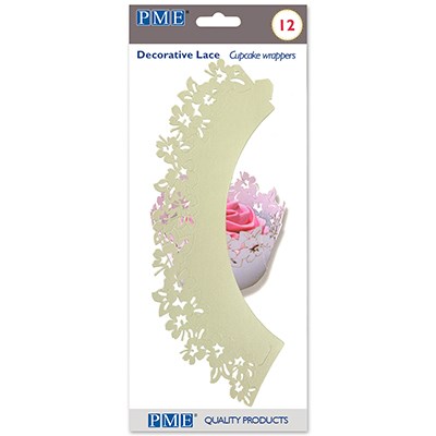 Pme Cupcake Wrappers - Ivory Flowers Pk/12