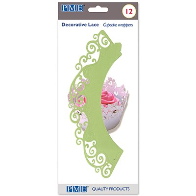 Pme Cupcake Wrappers - Light Green Swirls Pk/12