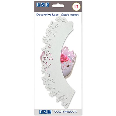 Pme Cupcake Wrappers - White Flowers Pk/12