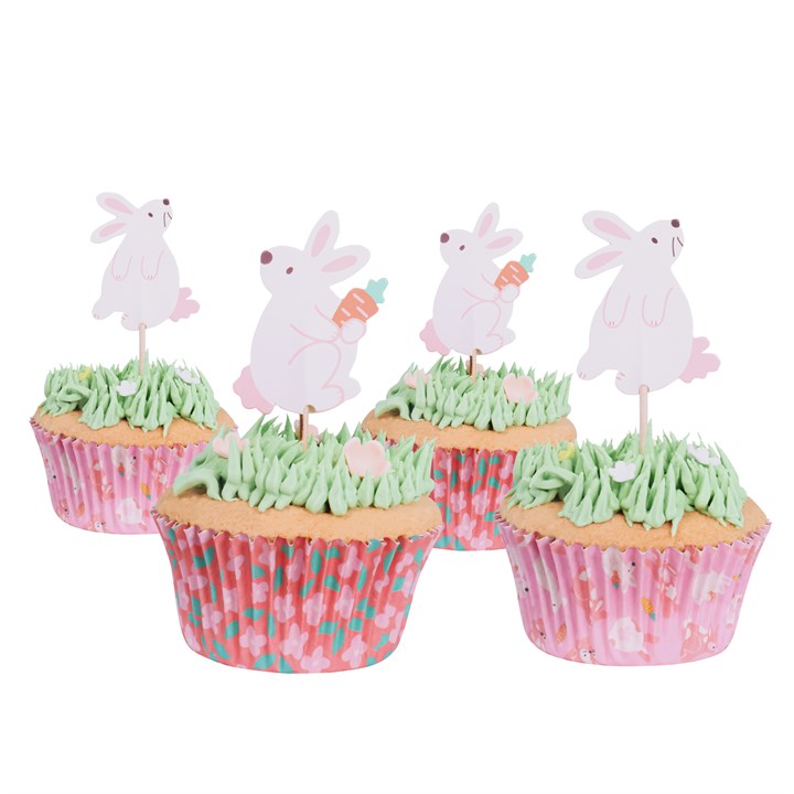 Pme Easter Cupcake Cases & Toppers Set Of 24 - Bunnies