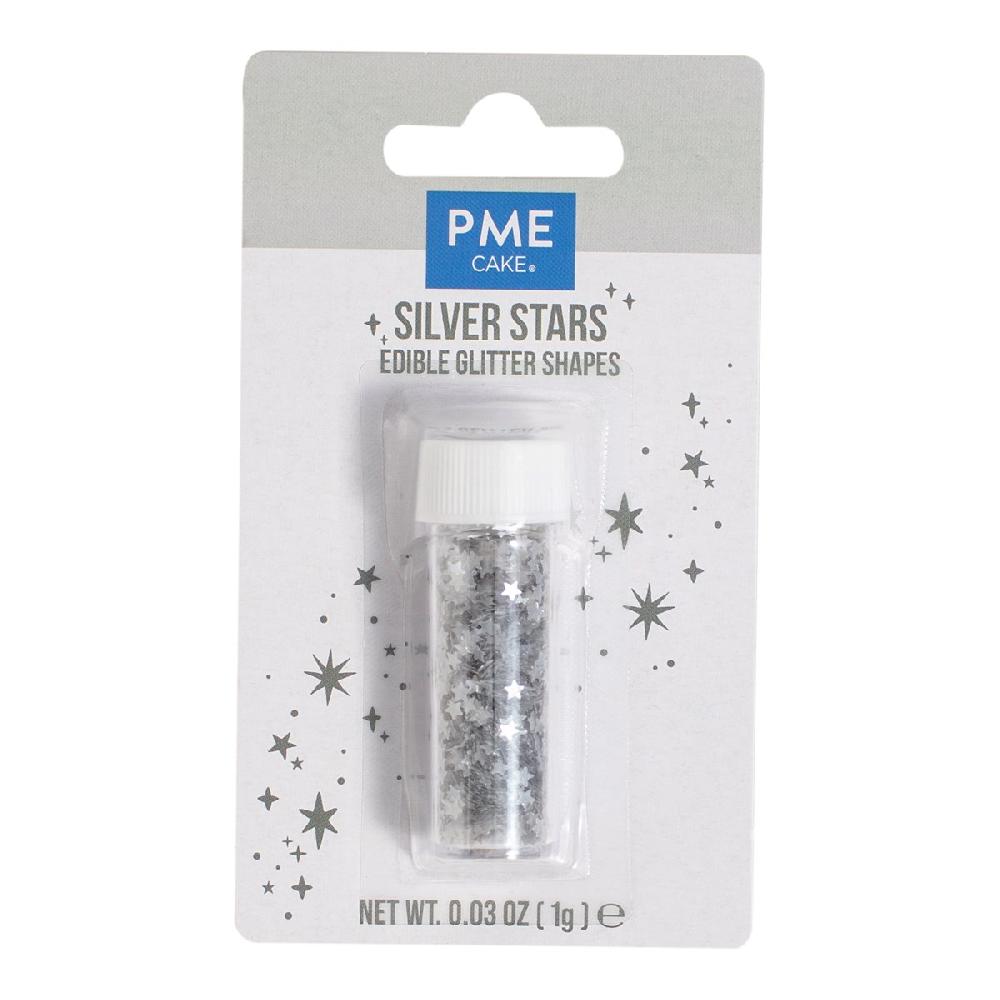 Pme Edible Glitter Silver Star Shapes (1g / 0.03oz)