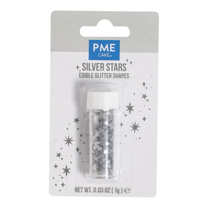 pme Edible Glitter Silver Star Shapes (1g / 0.03oz)
