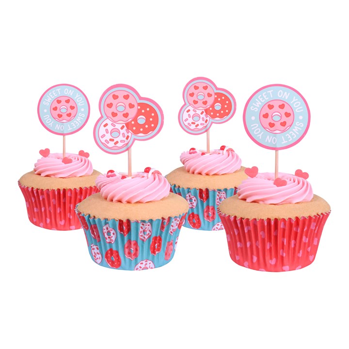 Pme Valentines Cupcake Cases & Topper Set Of 24 - Doughnuts