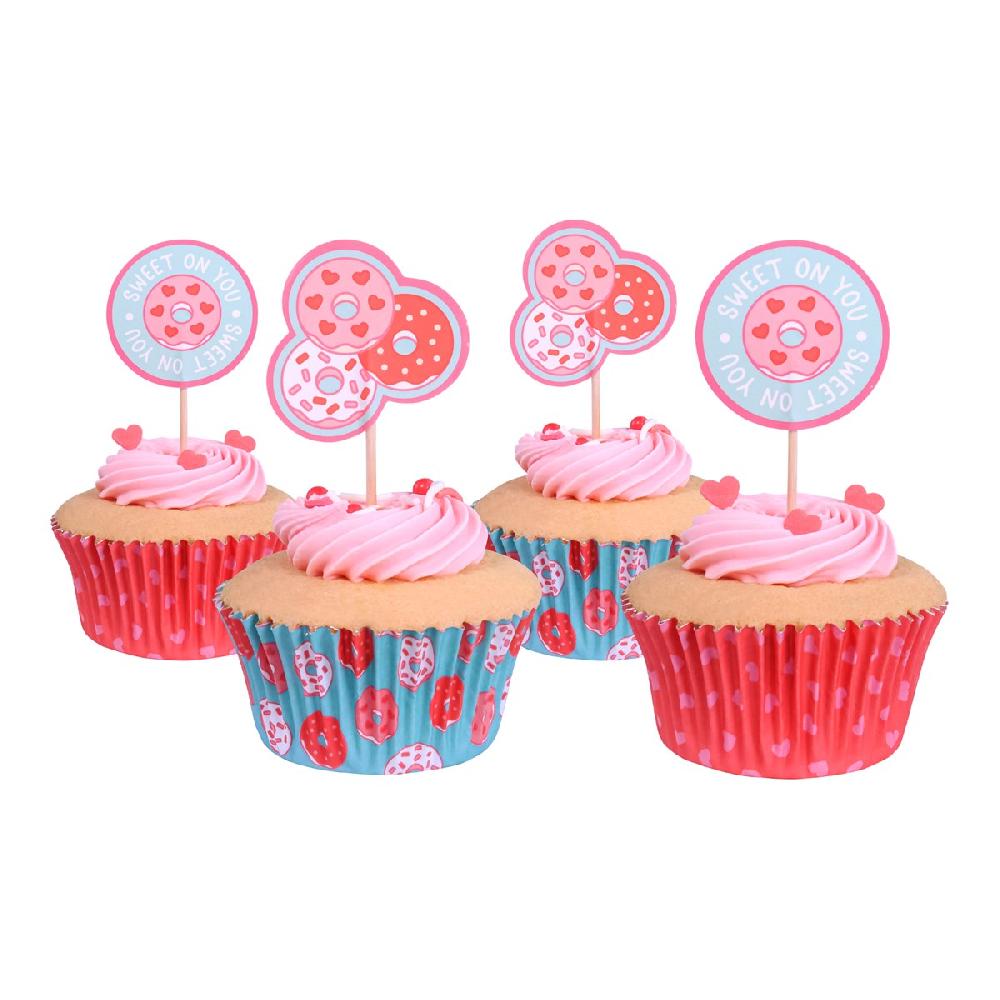 Pme Valentines Cupcake Cases & Topper Set Of 24 - Doughnuts