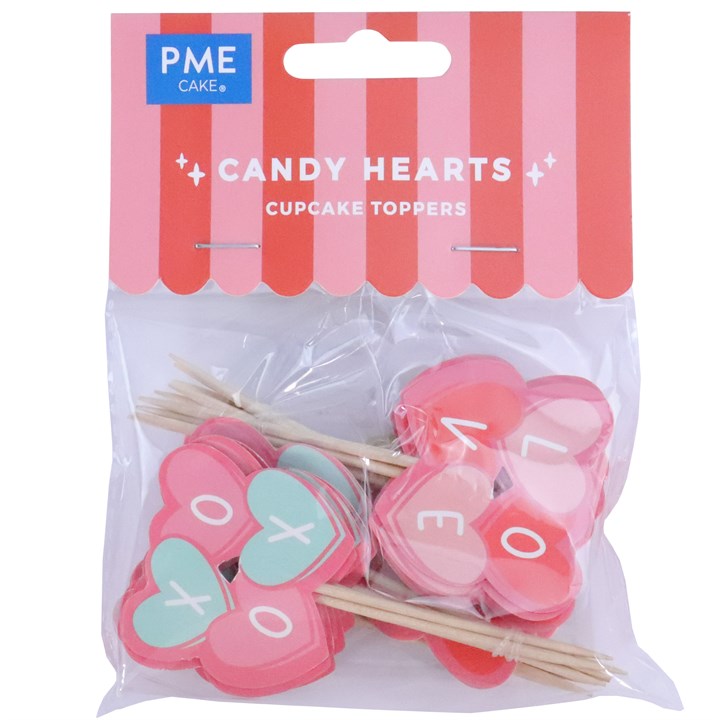 pme Valentines Cupcake Toppers - Candy Hearts (Pack of 24)