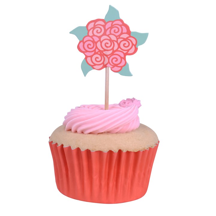 Pme Valentines Cupcake Toppers - Love Roses (Pack Of 24)