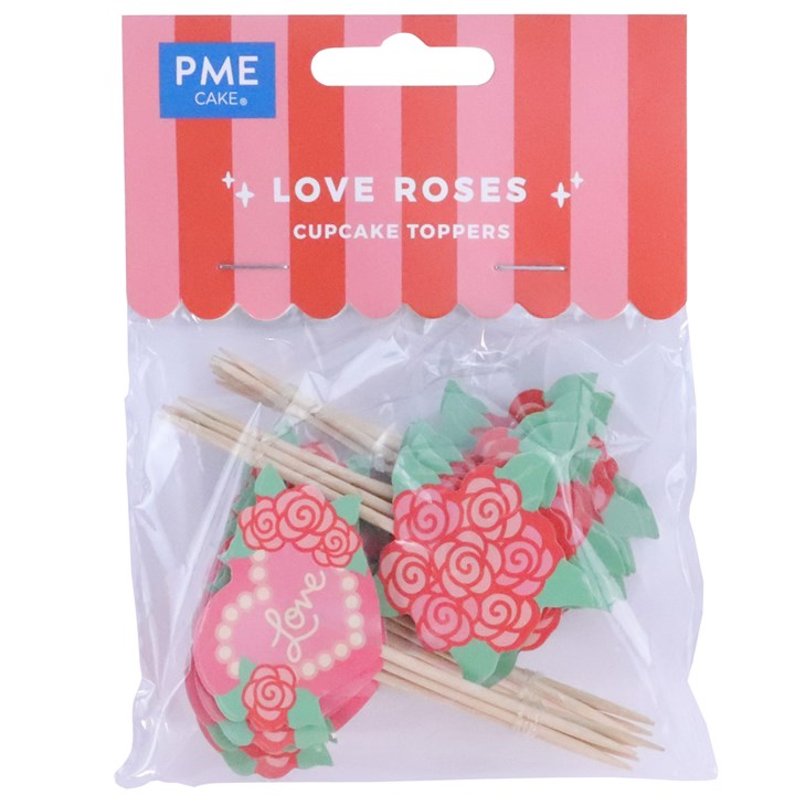 pme Valentines Cupcake Toppers - Love Roses (Pack of 24)