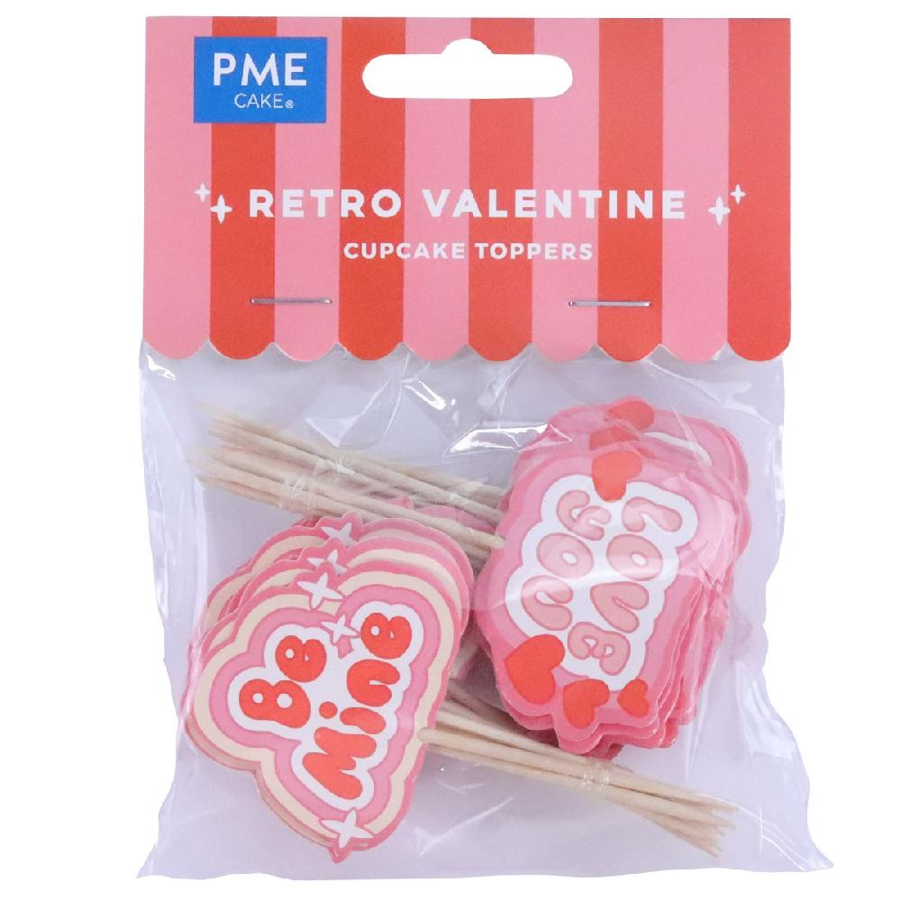 Pme Valentines Cupcake Toppers - Retro Valentine (Pack Of 24)
