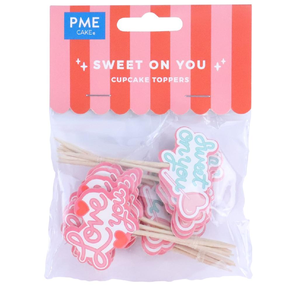 Pme Valentines Cupcake Toppers - Sweet On You (Pack Of 24)