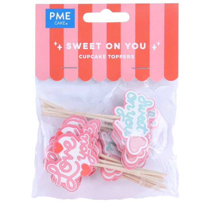 pme Valentines Cupcake Toppers - Sweet On You (Pack of 24)