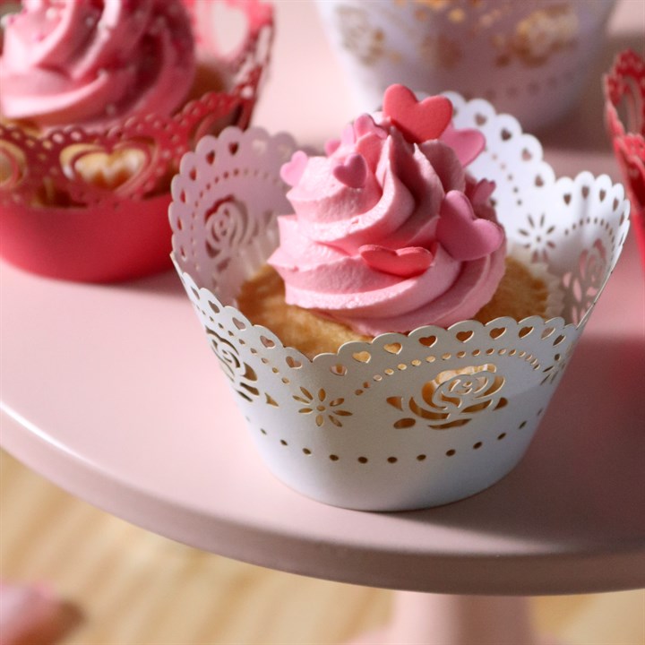 Pme Valentines Cupcake Wrappers - Vintage Lace (Pack Of 12)