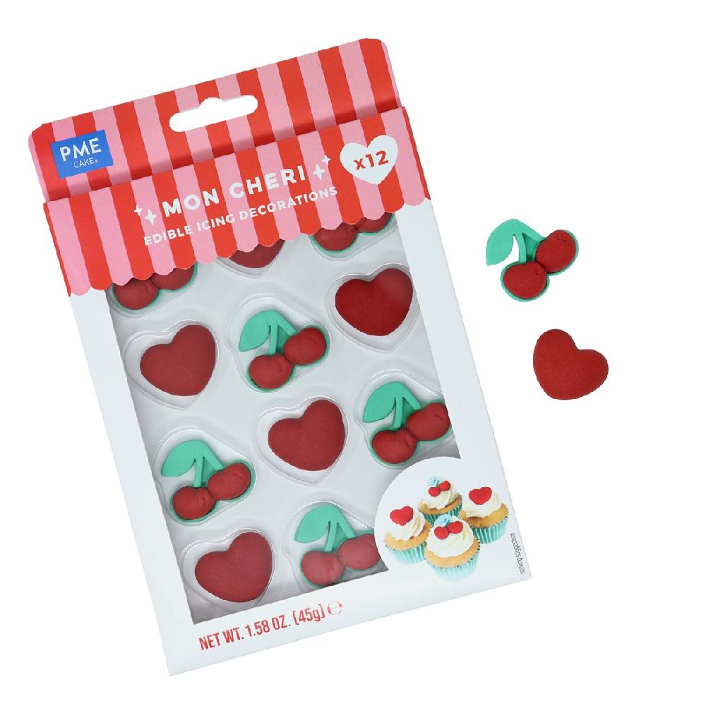 Pme Valentines Edible Sugar Decorations - Mon Cheri (Pack Of 12)